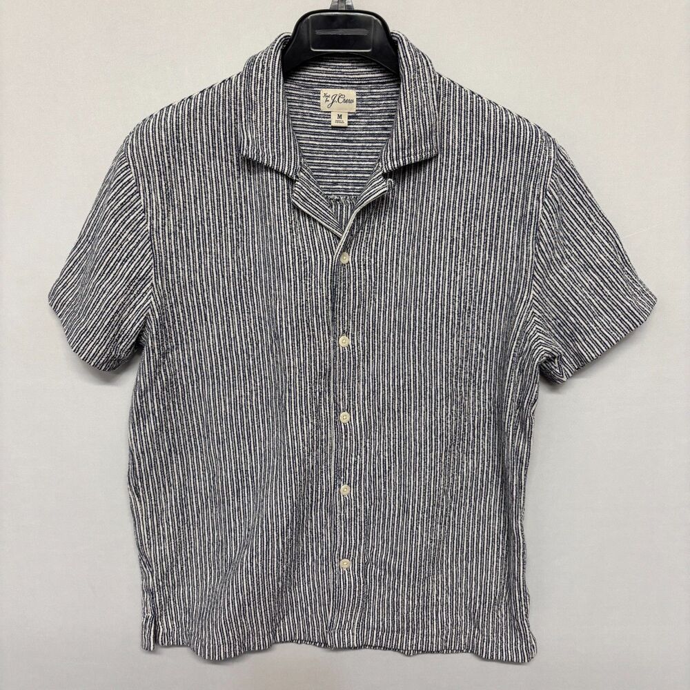 J Crew Men Textured Camp Collar Knit Shirt Size Medium Stripes SP26 D134 -22
